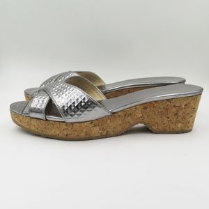 JIMMY CHOO PANNA SANDAL SIZE 38.5 METALLIC PEWTER